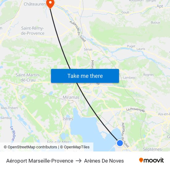 Aéroport Marseille-Provence to Arènes De Noves map