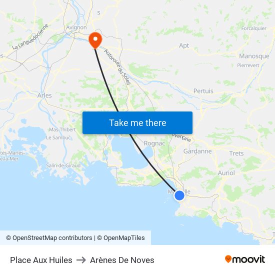 Place Aux Huiles to Arènes De Noves map