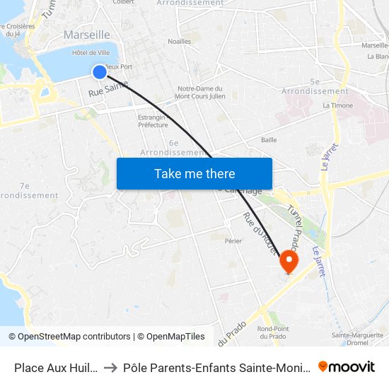 Place Aux Huiles to Pôle Parents-Enfants Sainte-Monique map