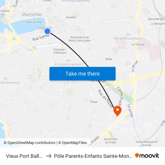 Vieux Port Ballard to Pôle Parents-Enfants Sainte-Monique map