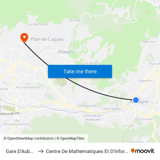 Gare D'Aubagne to Centre De Mathématiques Et D'Informatique map