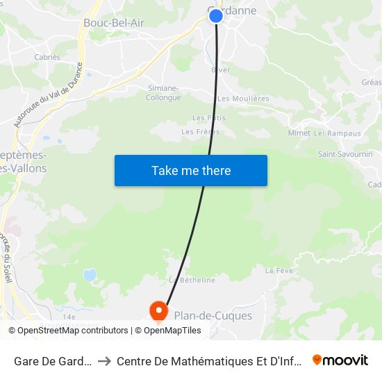 Gare De Gardanne to Centre De Mathématiques Et D'Informatique map