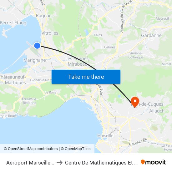 Aéroport Marseille-Provence to Centre De Mathématiques Et D'Informatique map