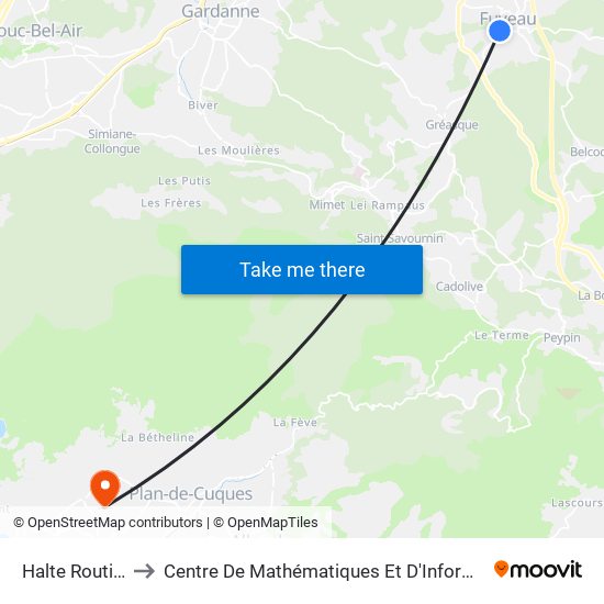 Halte Routière to Centre De Mathématiques Et D'Informatique map