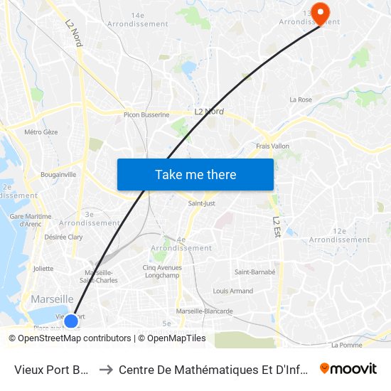 Vieux Port Ballard to Centre De Mathématiques Et D'Informatique map