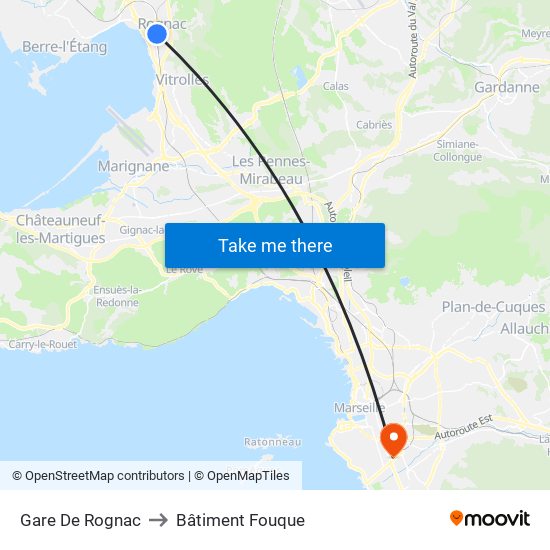 Gare De Rognac to Bâtiment Fouque map