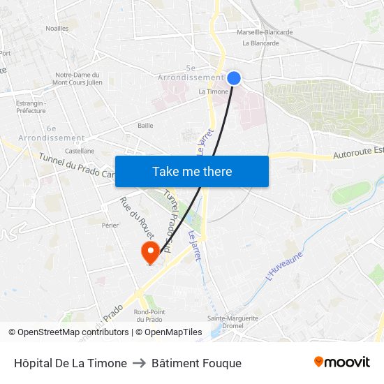 Hôpital De La Timone to Bâtiment Fouque map