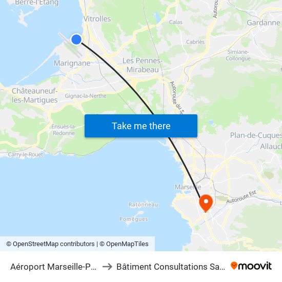 Aéroport Marseille-Provence to Bâtiment Consultations Saint-Pierre map