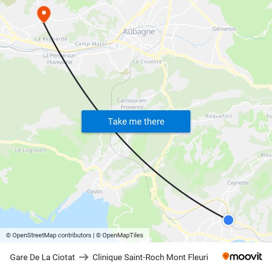 Gare De La Ciotat to Clinique Saint-Roch Mont Fleuri map