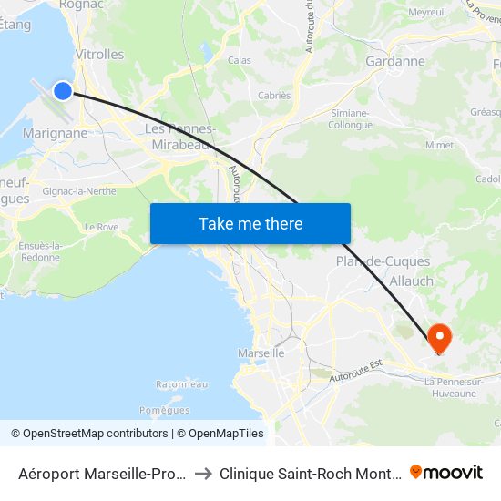 Aéroport Marseille-Provence to Clinique Saint-Roch Mont Fleuri map