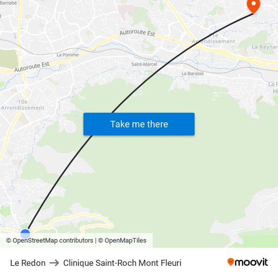 Le Redon to Clinique Saint-Roch Mont Fleuri map