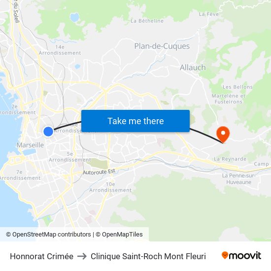 Honnorat Crimée to Clinique Saint-Roch Mont Fleuri map