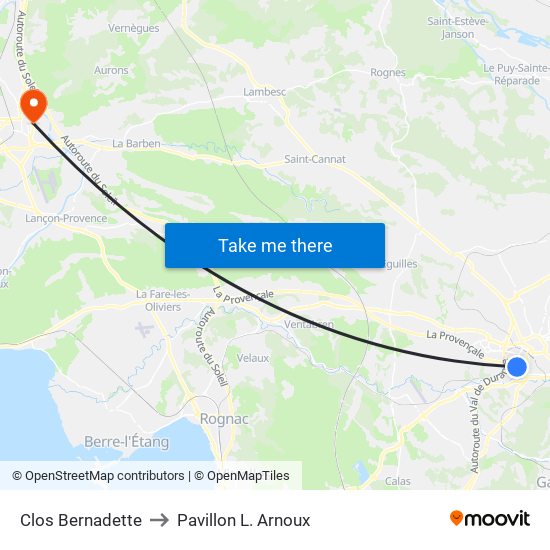 Clos Bernadette to Pavillon L. Arnoux map