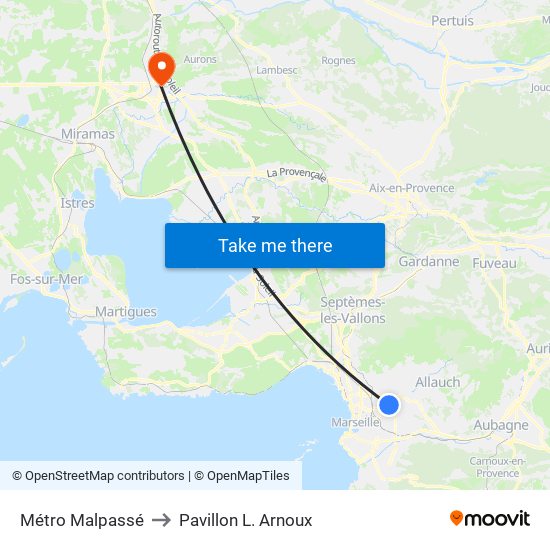 Métro Malpassé to Pavillon L. Arnoux map