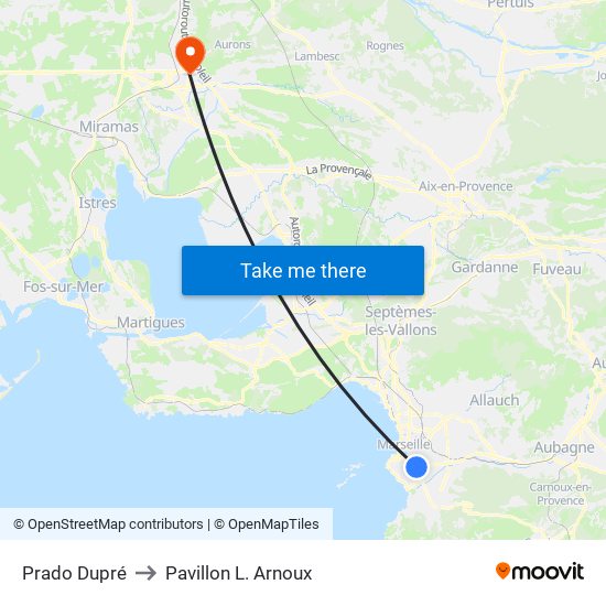 Prado Dupré to Pavillon L. Arnoux map