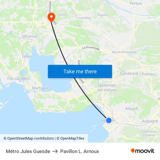 Métro Jules Guesde to Pavillon L. Arnoux map