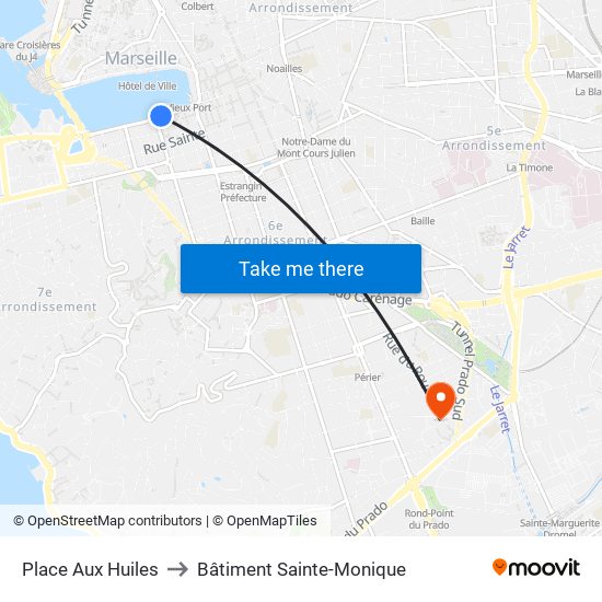 Place Aux Huiles to Bâtiment Sainte-Monique map