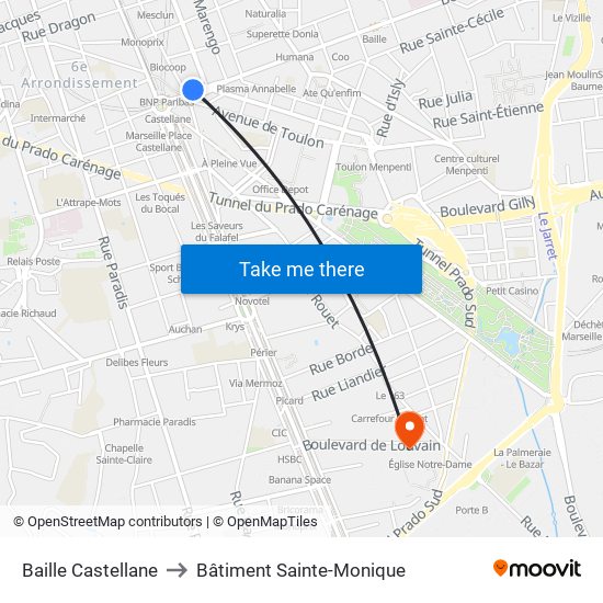 Baille Castellane to Bâtiment Sainte-Monique map