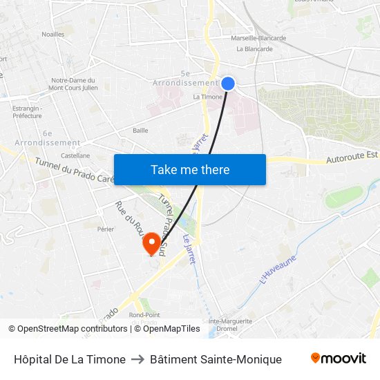 Hôpital De La Timone to Bâtiment Sainte-Monique map