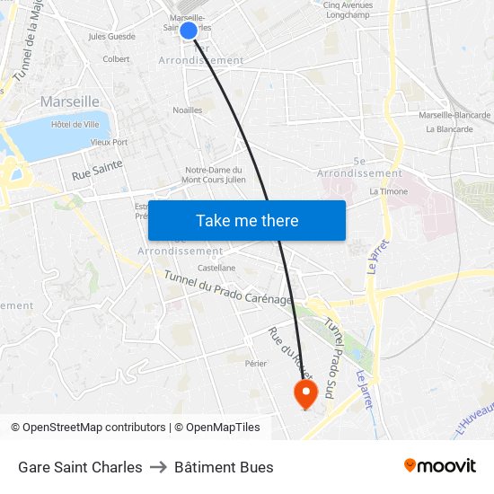 Gare Saint Charles to Bâtiment Bues map