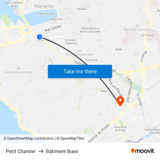 Petit Chantier to Bâtiment Bues map