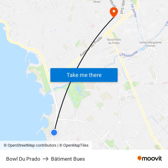 Bowl Du Prado to Bâtiment Bues map