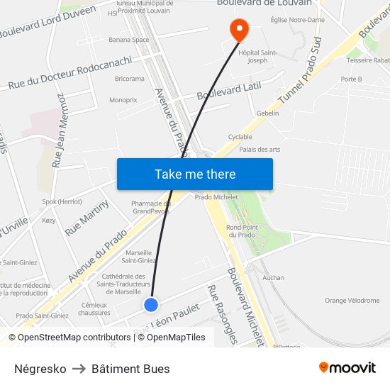 Négresko to Bâtiment Bues map