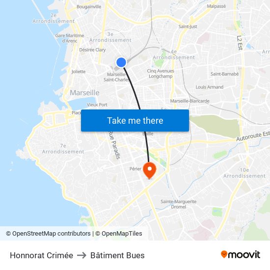Honnorat Crimée to Bâtiment Bues map