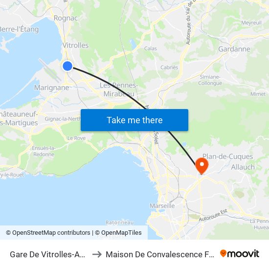 Gare De Vitrolles-Aér-Marseille to Maison De Convalescence Fernande Berger map