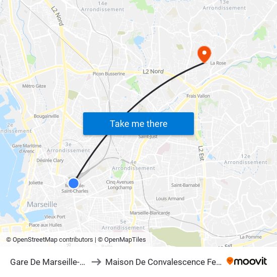 Gare De Marseille-St-Charles to Maison De Convalescence Fernande Berger map