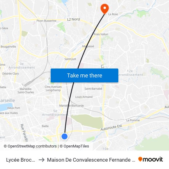 Lycée Brochier to Maison De Convalescence Fernande Berger map