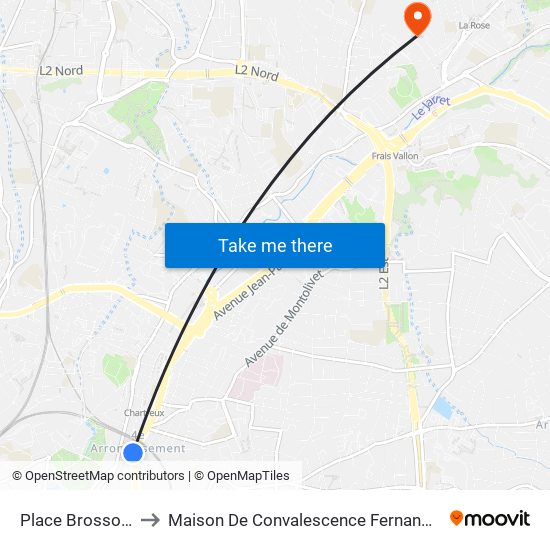 Place Brossolette to Maison De Convalescence Fernande Berger map