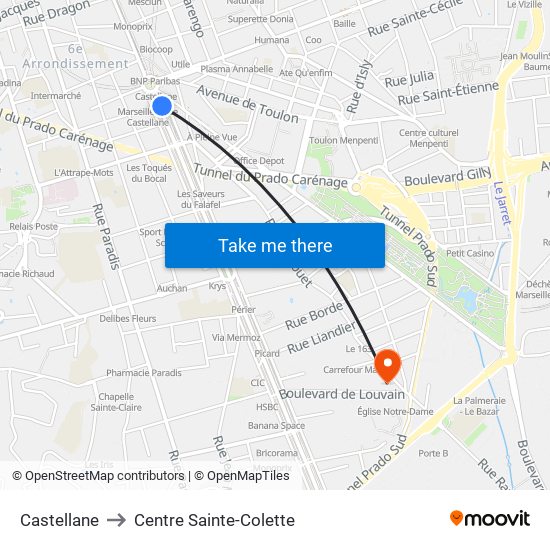 Castellane to Centre Sainte-Colette map