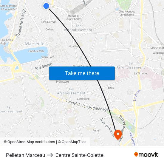 Pelletan Marceau to Centre Sainte-Colette map