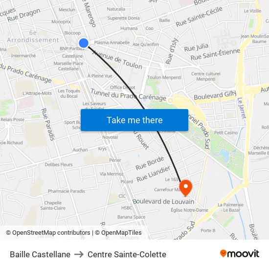 Baille Castellane to Centre Sainte-Colette map
