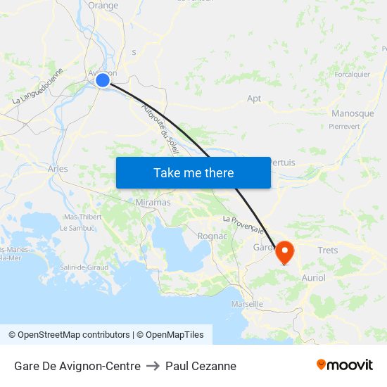 Gare De Avignon-Centre to Paul Cezanne map