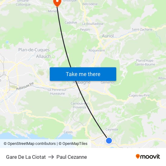 Gare De La Ciotat to Paul Cezanne map