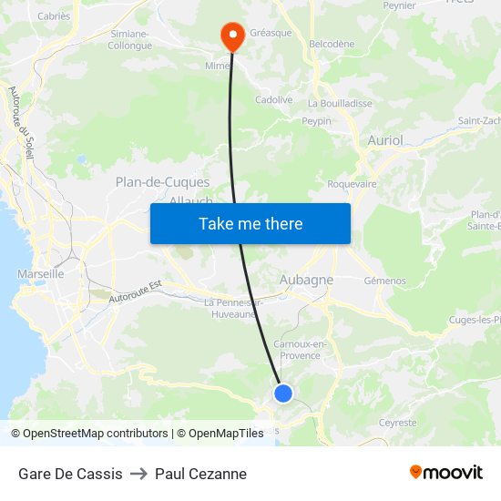 Gare De Cassis to Paul Cezanne map