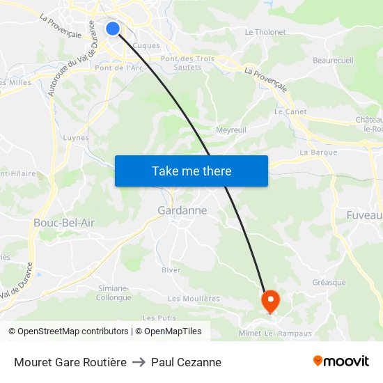 Mouret Gare Routière to Paul Cezanne map