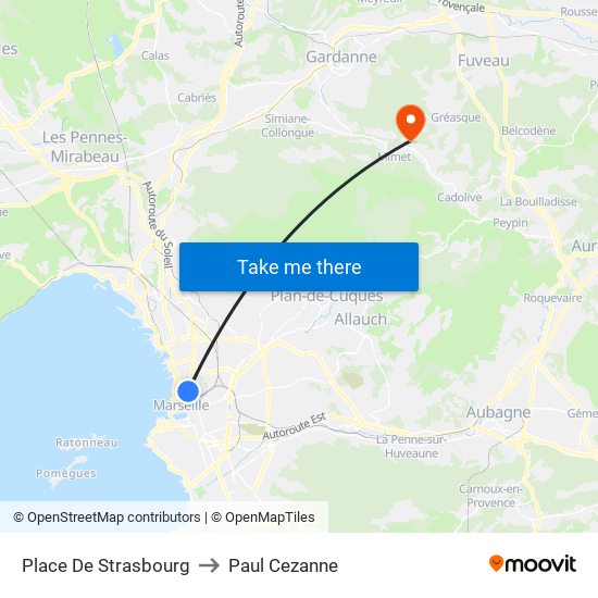 Place De Strasbourg to Paul Cezanne map
