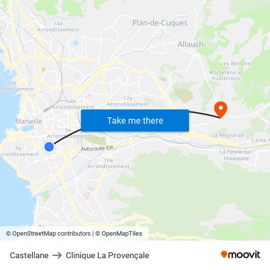 Castellane to Clinique La Provençale map