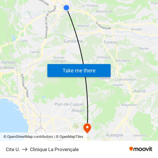 Cite  U. to Clinique La Provençale map