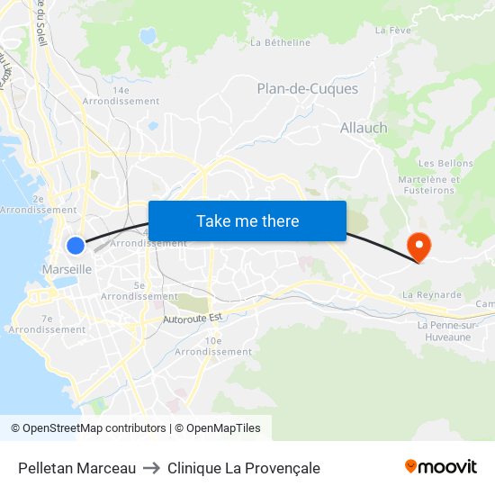 Pelletan Marceau to Clinique La Provençale map