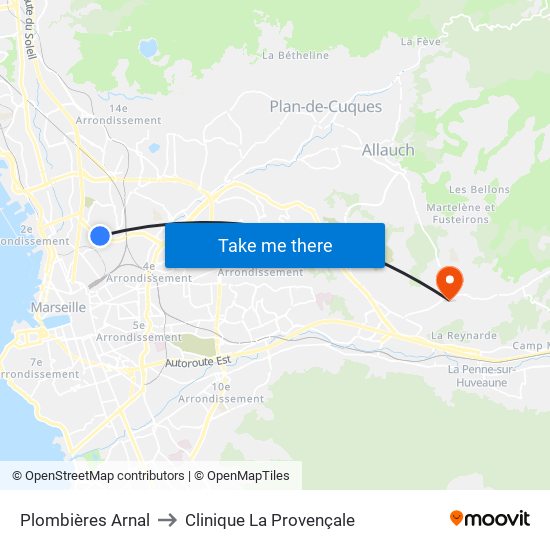 Plombières Arnal to Clinique La Provençale map