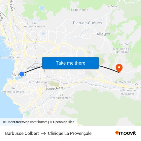 Barbusse Colbert to Clinique La Provençale map