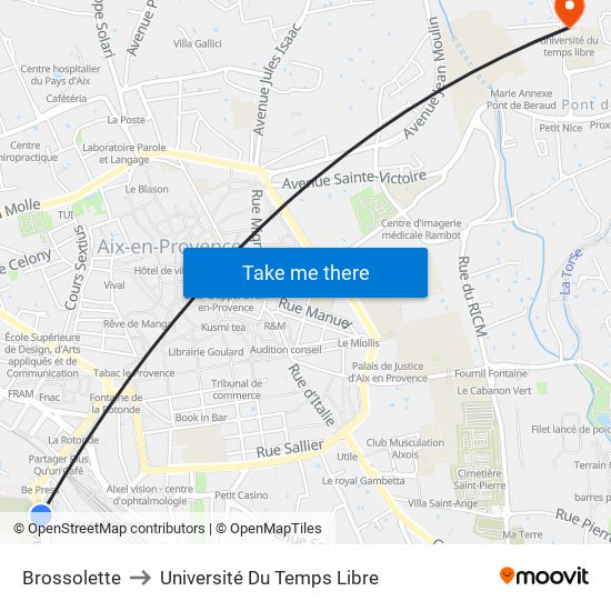 Brossolette to Université Du Temps Libre map