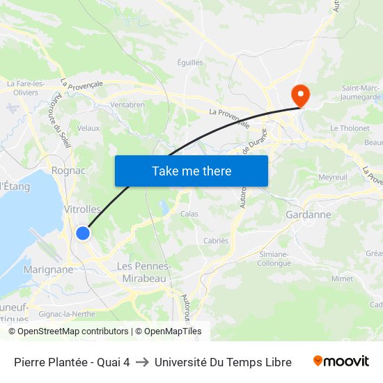 Pierre Plantée - Quai 4 to Université Du Temps Libre map