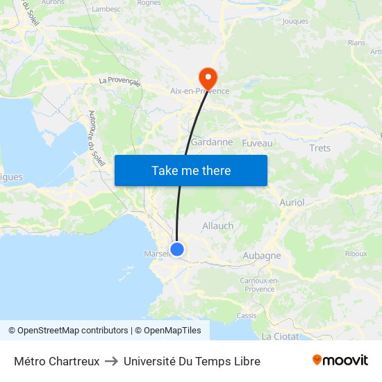 Métro Chartreux to Université Du Temps Libre map