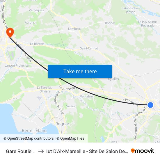 Gare Routière 03 to Iut D'Aix-Marseille - Site De Salon De Provence map