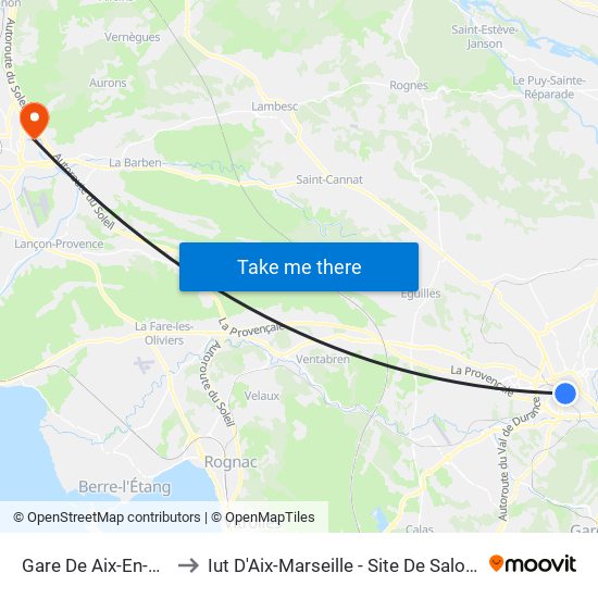 Gare De Aix-En-Provence to Iut D'Aix-Marseille - Site De Salon De Provence map